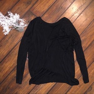 Black open back long sleeve top